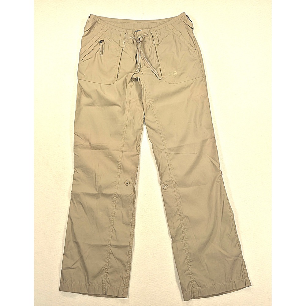 The North Face Womens Khaki Tan Roll Up Hiking Pants Size 8 Straight Leg Cargo